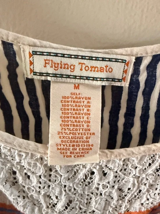 Flying Tomato Navy & White Boho Midi dress with Embroidered neckline - Picture 6 of 10